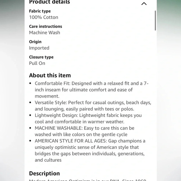 GAP Men's 7" Easy Shorts - Picture 3 of 8